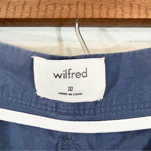 Aritzia Wilfred Blue Wide Leg Cropped Pants Size 00 Cotton Casual Office Preppy - Picture 7 of 11
